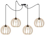 Závesné svietidlo Timber Spider 9, 4x drevené tienidlo