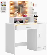 InternetovaZahrada Toaletný stolík Jocelyn s LED osvetlením 140x90x40 cm - biely