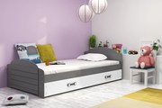 Interbeds Jednolôžková posteľ Lili2 Grafit pre teenagerov 200x90 s matracom a šuplíkom - biela