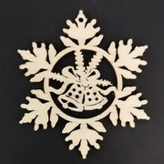AMADEA Drevená ozdoba vločka so zvončekmi 6 cm