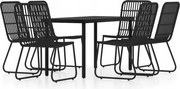 vidaXL 7-dielna sada záhradného nábytku, čierna