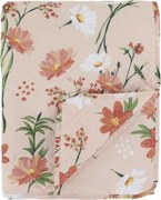 Ružový bavlnený prehoz s kvetmi Aix Quilt Wild Flowers - 130*180 cm