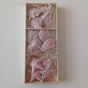 DECOLED Sada kovových vánočních závěsných ozdob s patinou, ornamenty, stromeček, srdce, hvězda