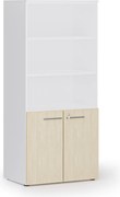 Kombinovaná kancelárska skriňa PRIMO WHITE, nízke dvere, 800 x 500 x 1781 mm, biela/breza
