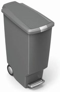 Úzky pedálový kôš 40 l šedý plast, sivá