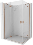 Mexen Mist-H Duo, 2-krídlový výklopný sprchový kút 105 x 70 cm, číre sklo, medený matný profil, 8A5-105L-070P-65-00