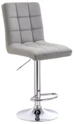 LuxuryForm DESIGN Barová stolička TOLEDO VELUR na striebornom tanieri - svetlo šedá