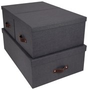 Súprava 3 čiernych úložných škatúľ Bigso Box of Sweden Inge