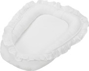 Ľanové hniezdo pre bábätko s volánom biela