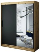 Skriňa Halifax T2 180 Dub Artisan/čierna/Zrkadlo