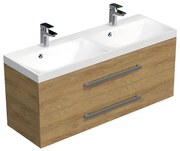 Kúpeľňová skrinka s chrómovými úchytmi a umývadlom SAT Cube Way 120x53x40 cm dub Hickory mat CUBE2120ZDH