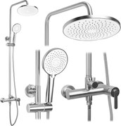 Rea Ontario, sprchový set nástenný s dažďovou sprchou, brúsená oceľ, REA-P5506