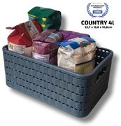Plastový košík COUNTRY, rovný, antracit (4l - 24x16x11)