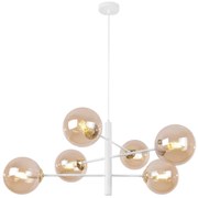 Závesne svietidlo Paris, 6x medové sklenené tienidlo, W/G, X