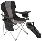 Skladacia kempingová stolička XL s chladiacou taškou, čierna