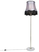 Stojaca lampa mosadzná s tienidlom Granny čierna-šedá 45 cm - Kaso