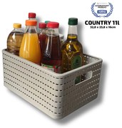Plastový košík COUNTRY, rovný, béžový (11l - 33x24x16)