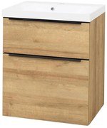 Mereo Mereo, Mailo, kúpeľňová skrinka s umývadlom z liateho mramoru 61 cm, čierne madlo, MER-CN520MB