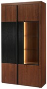 Vitrína Paris II 12 106 cm z masivu s LED osvětlením dub antický/černá