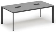 Rokovací stôl PRIMO INVITATION, 200x100 cm, sivá + 2x stolná zásuvka TYP I, čierna