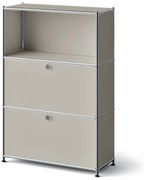 Kovová komoda »CN3 Slim Line« s 2 výklopnými priečinkami, svetlosivá