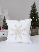 Vianočná obliečka na vankúš mikroplyš 40 × 40 cm - Vločka zlatá
