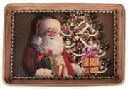 Hnedý plastový vianočný podnos Santa - 31*22*2 cm