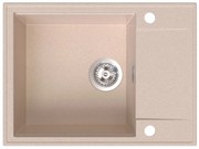 Sink Quality Sink55, kuchynský granitový drez 620x460x215 mm + chrómový sifón, béžová, SKQ-SINK.P.1KKO.X