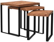 furniture-nabytek.cz - Sada 3 masívnych konferenčných stolíkov Sydney z akácie, lakovaných, hnedých