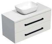 Kúpeľňová skrinka s čiernou úchytkou a krycí doskou SAT Cube Way 100x53x46 cm biely lesk CUBE46C1003BISAT45