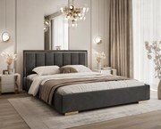 ČALÚNENÁ POSTEĽ MIRABELA 140x200 TMAVOSIVÁ ZAMATOVÁ LÁTKA JASMINE 96 S ROŠTOM