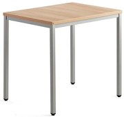 Stolík QBUS, 800x600 mm, strieborná, dub