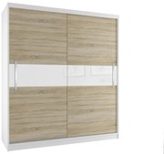 Šatníková skriňa 133 cm Belini biely mat / dub sonoma s posunými dverami SI SZP2/2/W/DS/W/UU