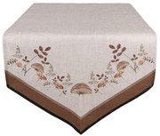 Béžový bavlnený behúň na stôl s hubkami Little Forest Jewels - 50*160 cm