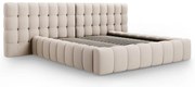 Béžová čalúnená dvojlôžková posteľ s úložným priestorom a roštom 180x200 cm Mamaia – Micadoni Home