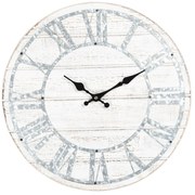 Biele drevené nástenné hodiny s patinou - Ø 40 * 4 cm