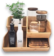 JJA Sada 3 bambusových organizérov CAJA do kuchyne, Double+single+mini