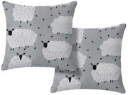 Sada 2 ks dekoračných povlakov WHITE SHEEPS 45x45 cm, sivá