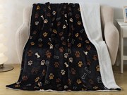 XPOSE® Mikroplyšová deka LABKY s baránkom - čierna 200x220 cm