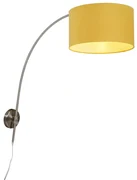 Nástenná oblúková lampa oceľ s žltým tienidlom 35/35/20 nastaviteľná