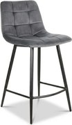Sivá barová stolička MILA VELVET s čiernymi nohami