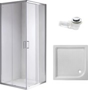 BPS-koupelny Štvorcový sprchový kút HYD-SK93B 90x90 chróm/transparent + vanička HYD-SSV-SXL02B biela