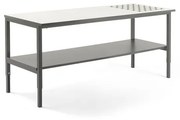 Dielenský stôl CARGO s valčekmi + spodná polica, 2400x750 mm, biela / šedá
