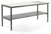Dielenský stôl CARGO s valčekmi + spodná polica, 2400x750 mm, biela / šedá