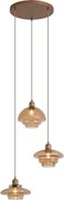 Retro závesná lampa tmavý bronz s jantárovými tienidlami 3-svetelná - Smokey