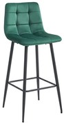 Barová stolička ARCETO - tmavozelený zamat / čierne nohy