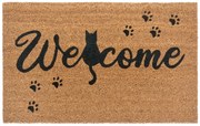 Hanse Home, Rohožka Welcome (mačka) 105666 – na von aj na doma, 45x75, hnedá, chodba / predsieň