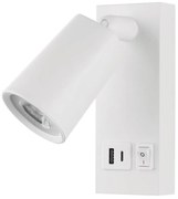 Eurolamp LED Nástenné bodové svietidlo s USB CHARGE LED/5W/230V biela EU0437