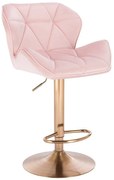 LuxuryForm DESIGN Barová stolička MILANO VELUR na zlatom tanieri - svetlo ružová