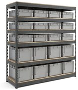 Regál COMBO s 20 plastovými EURO prepravkami